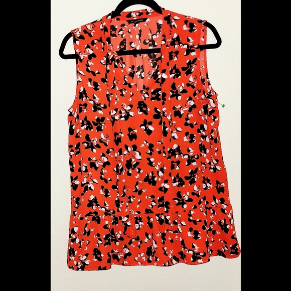 Banana Republic Tops - Banana Republic Coral Orange Flower Print Women's Sleeveless Blouse | M